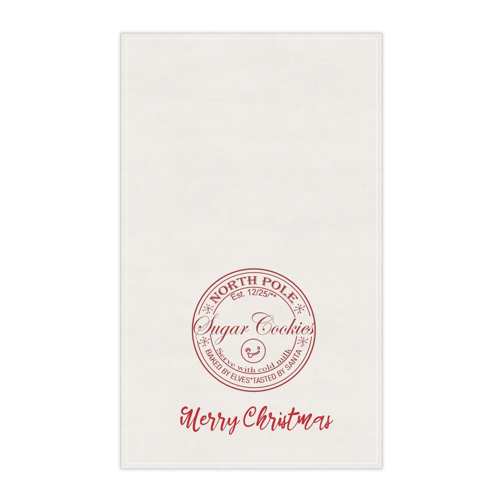 Christmas Sugar Cookies Tea Towel - North Pole Stamp Holiday Kitchen Towel - Image 2