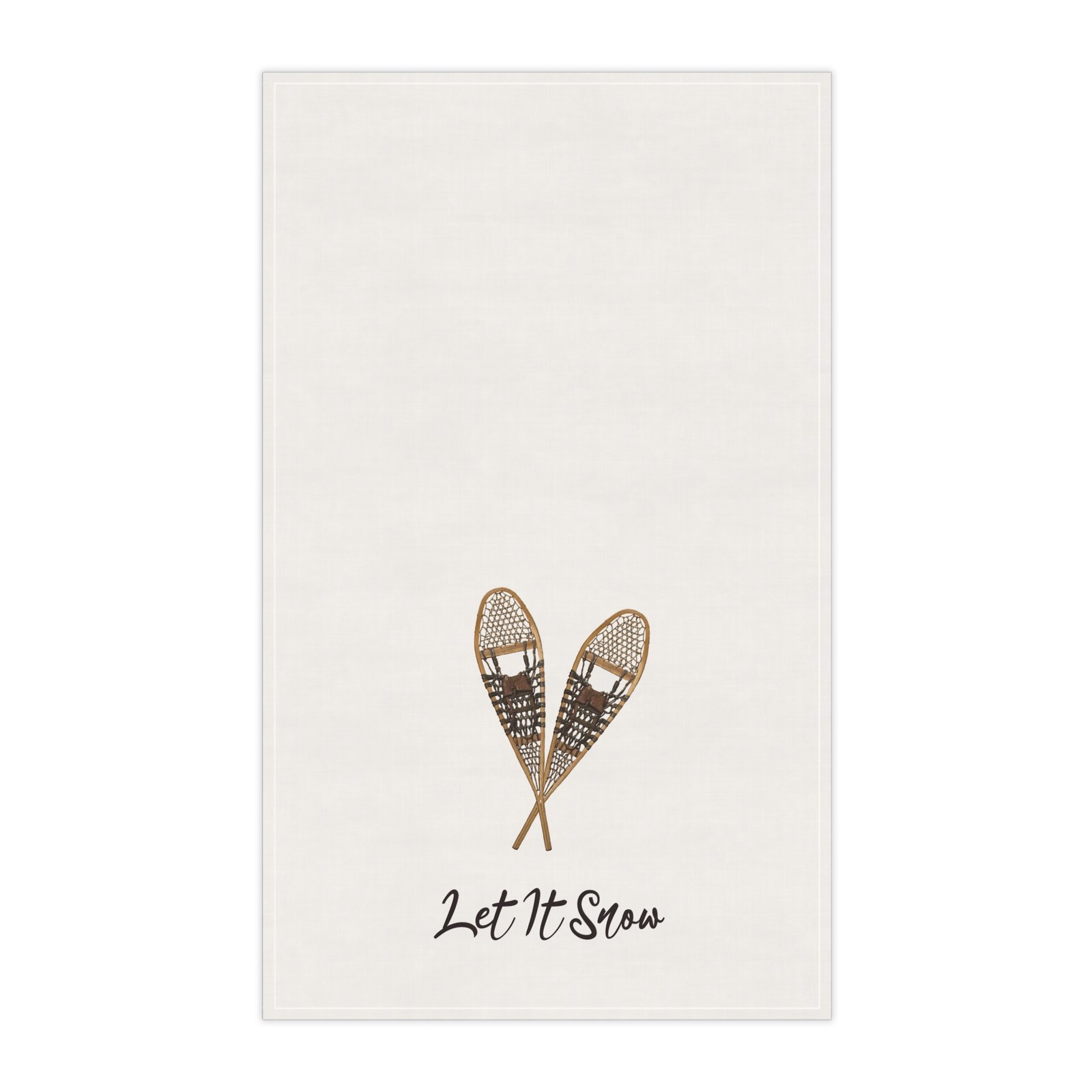 Let It Snow Snowshoe Tea Towel — Rustic Winter Kitchen Decor - Image 2