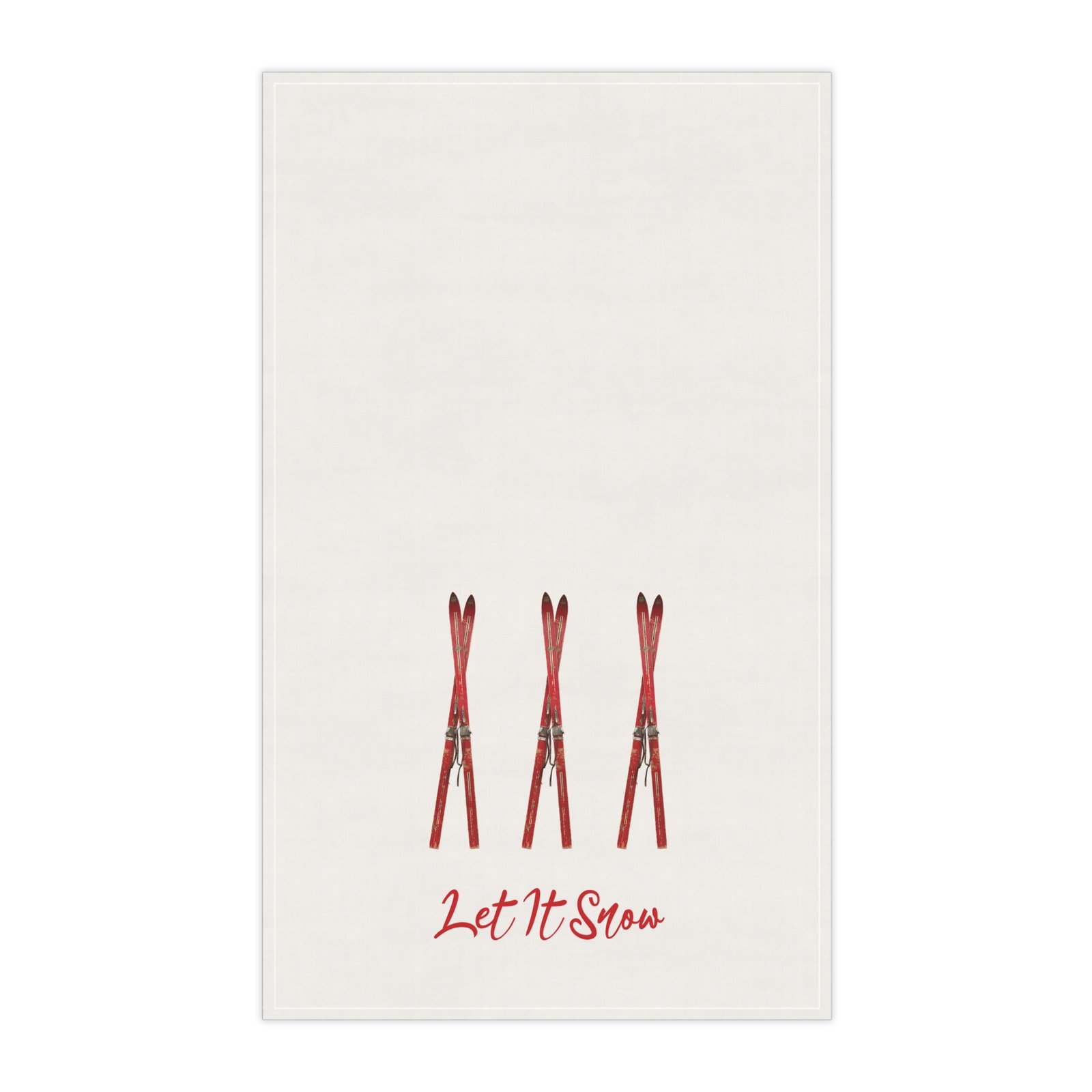 Let It Snow Ski Tea Towel — Holiday Skiing Cotton Kitchen Towel - Image 2