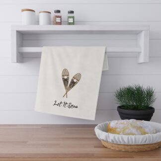 Let It Snow Snowshoe Tea Towel — Rustic Winter Kitchen Decor