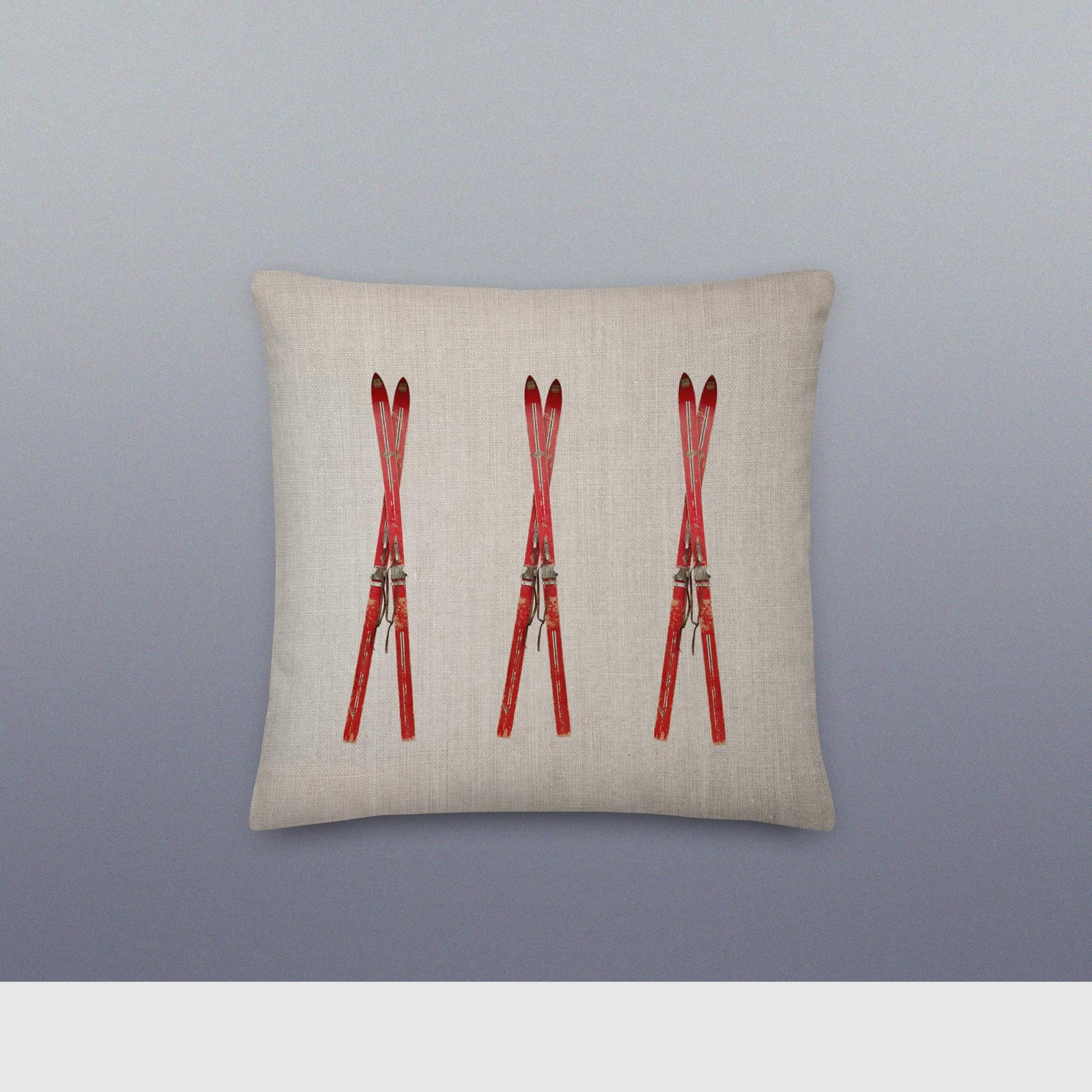 Red Vintage Skis Premium Pillow - Image 6