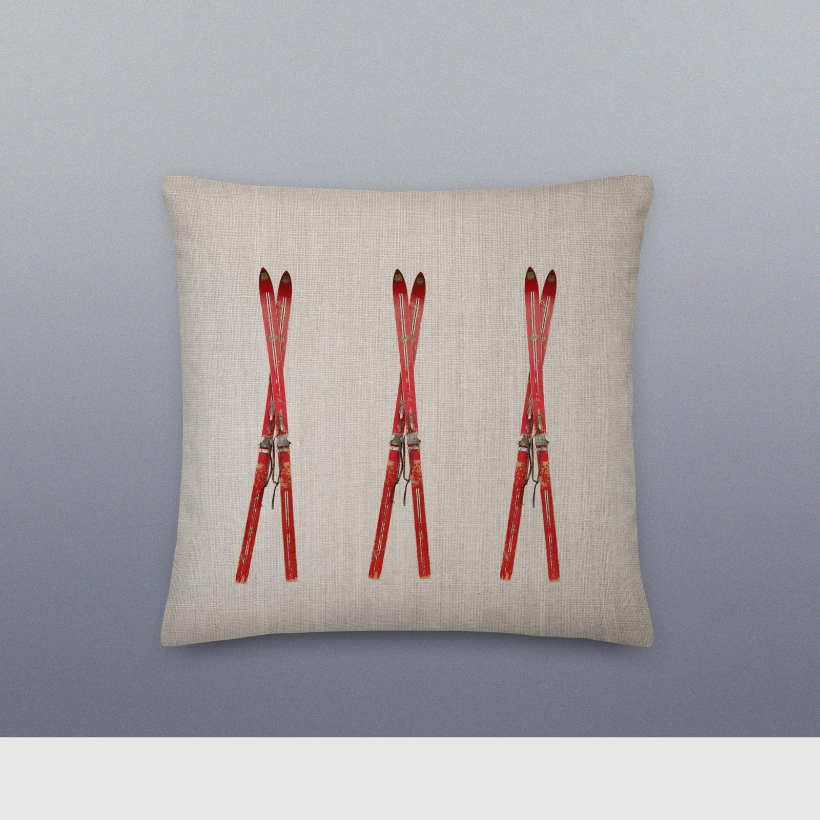 Red Vintage Skis Premium Pillow - Image 8