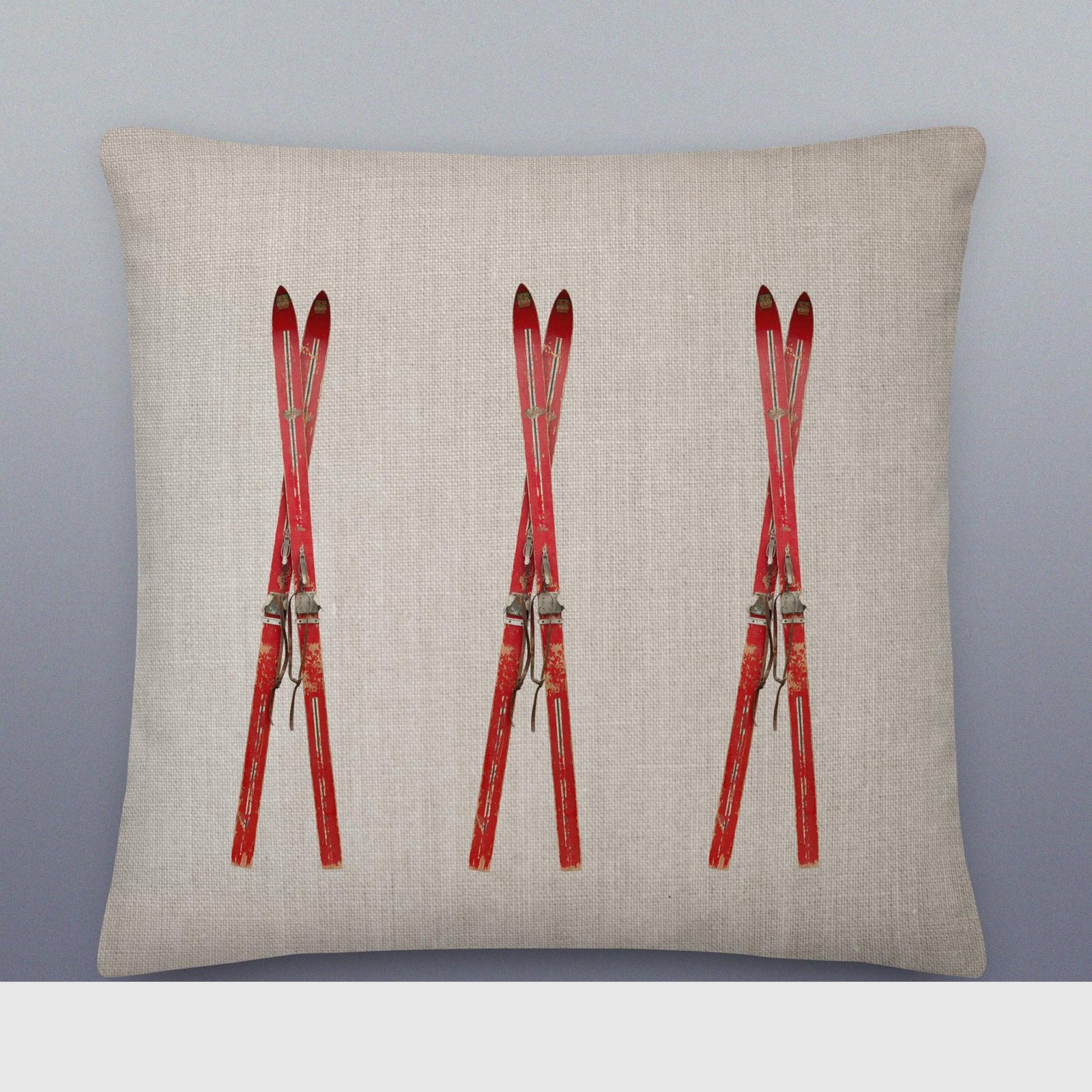Red Vintage Skis Premium Pillow