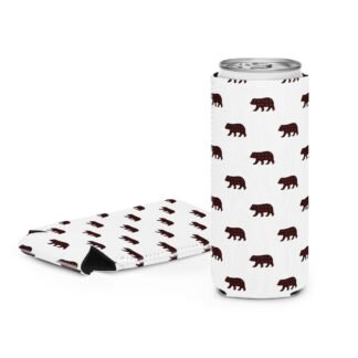 Buffalo Plaid Bears on White Can Cooler/Koozie