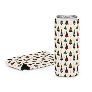 Whimsical Christmas Trees on White Can Cooler/Coozie