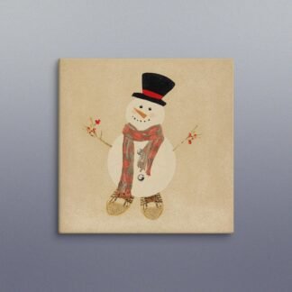 Vintage Look Snowman Winter Canvas Wall Art