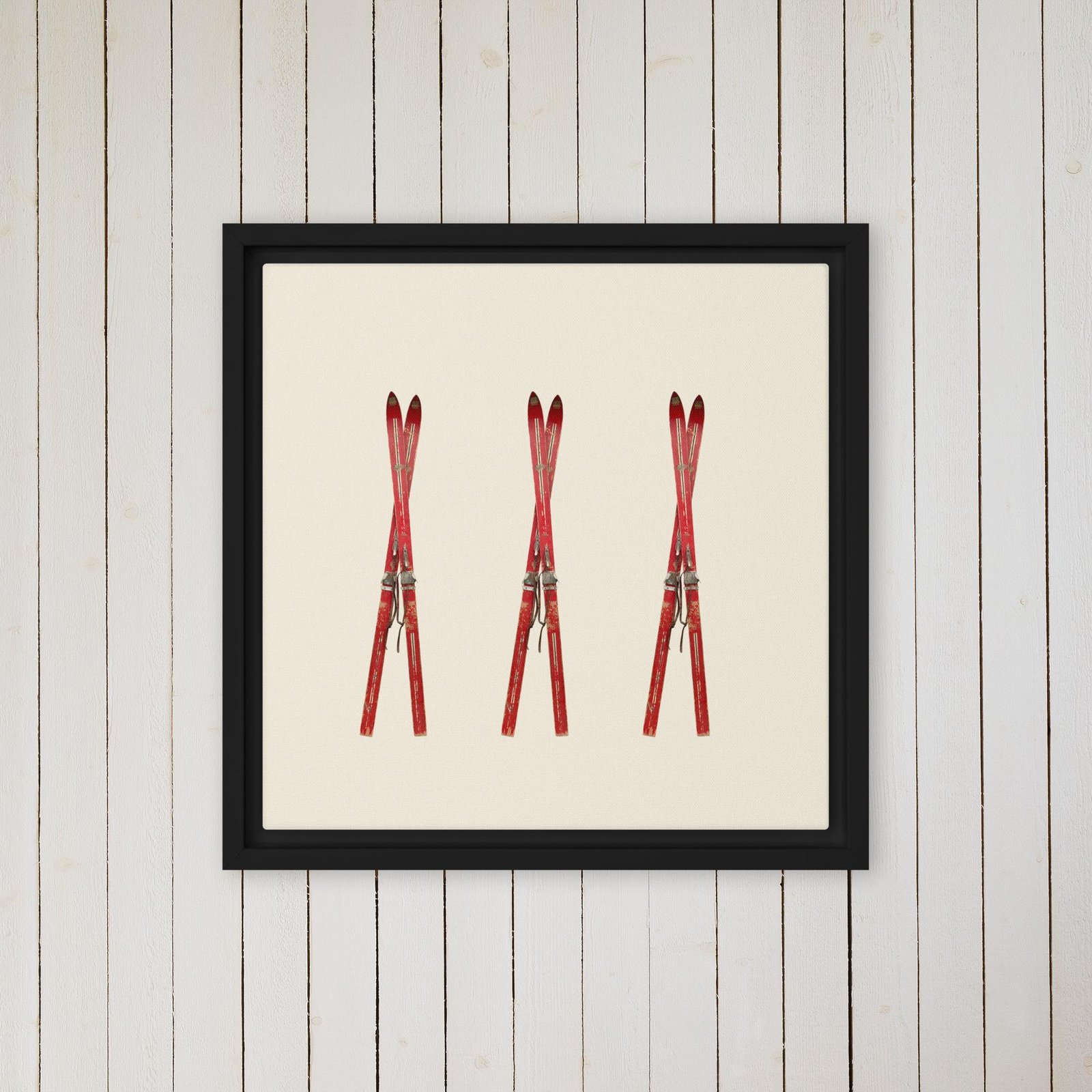 Vintage Red Skis Framed Photo Canvas - Image 5