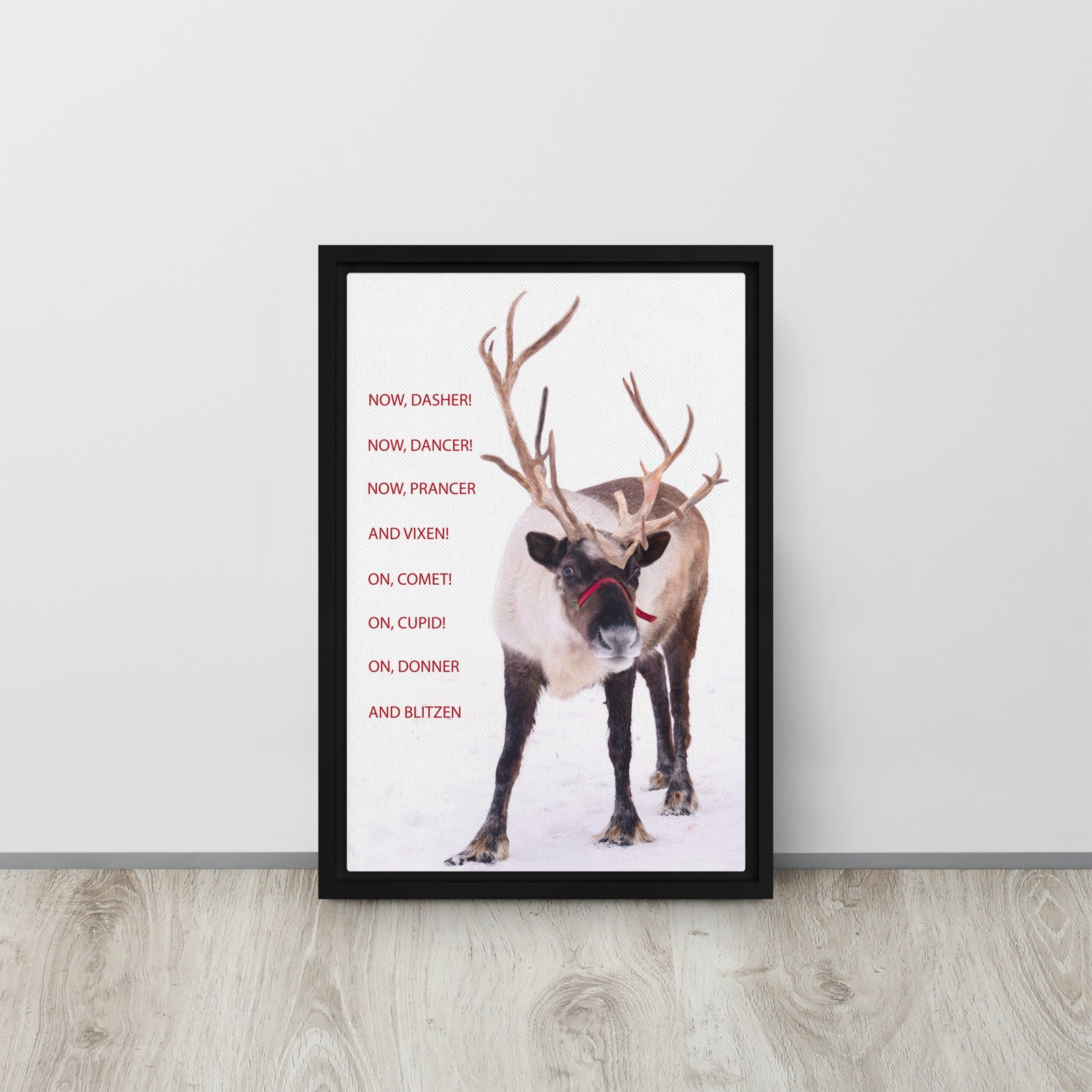 Framed Reindeer Canvas, Now Dasher Now Dancer, Christmas Wall Art - Image 4