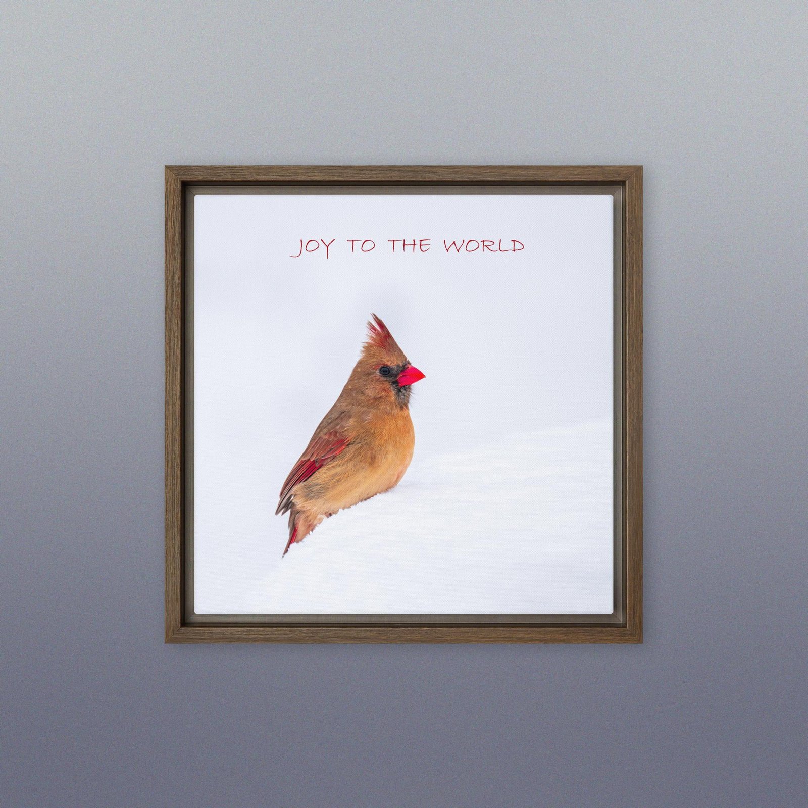 Winter Cardinal Framed Photo Canvas, Joy to the World - Image 2