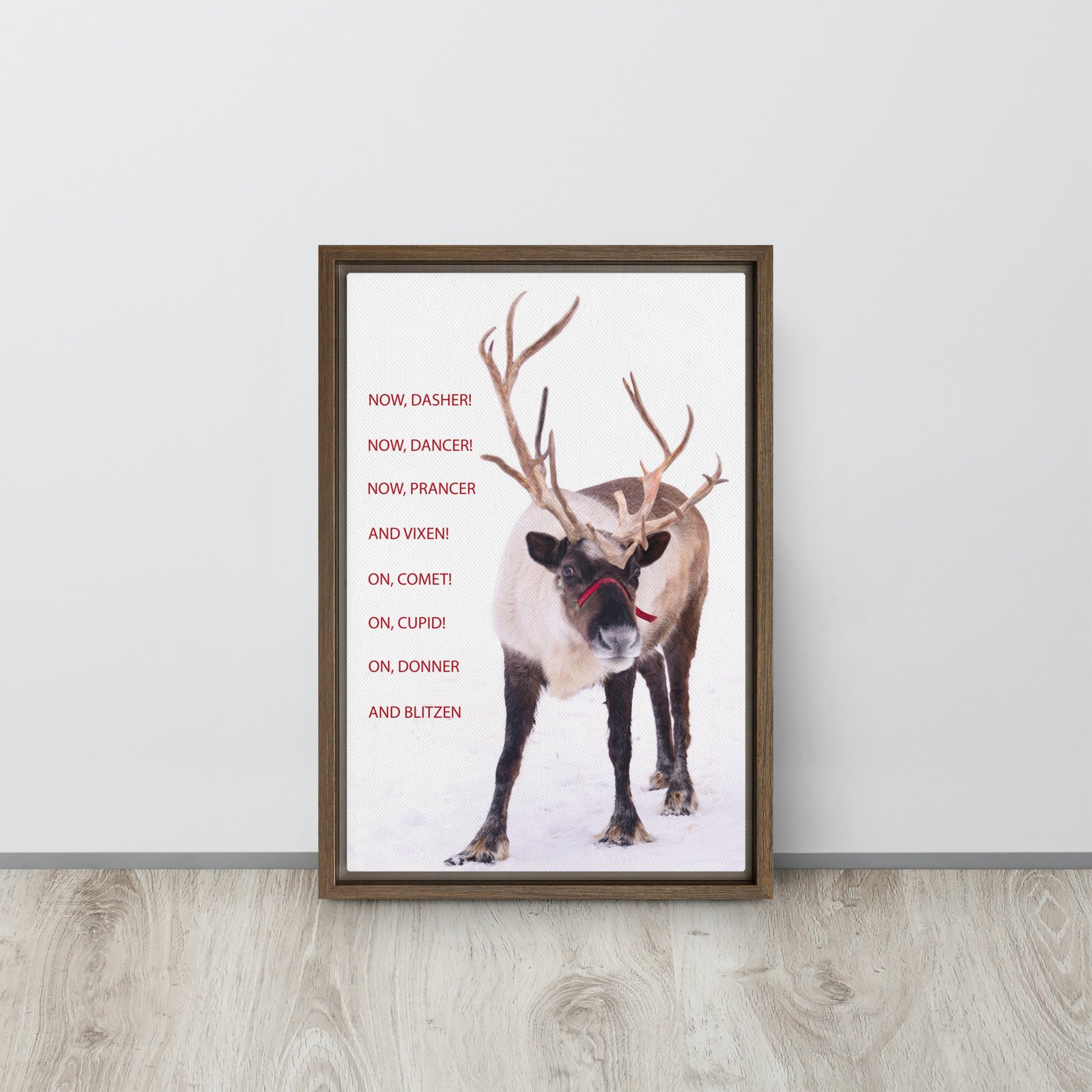 Framed Reindeer Canvas, Now Dasher Now Dancer, Christmas Wall Art - Image 6
