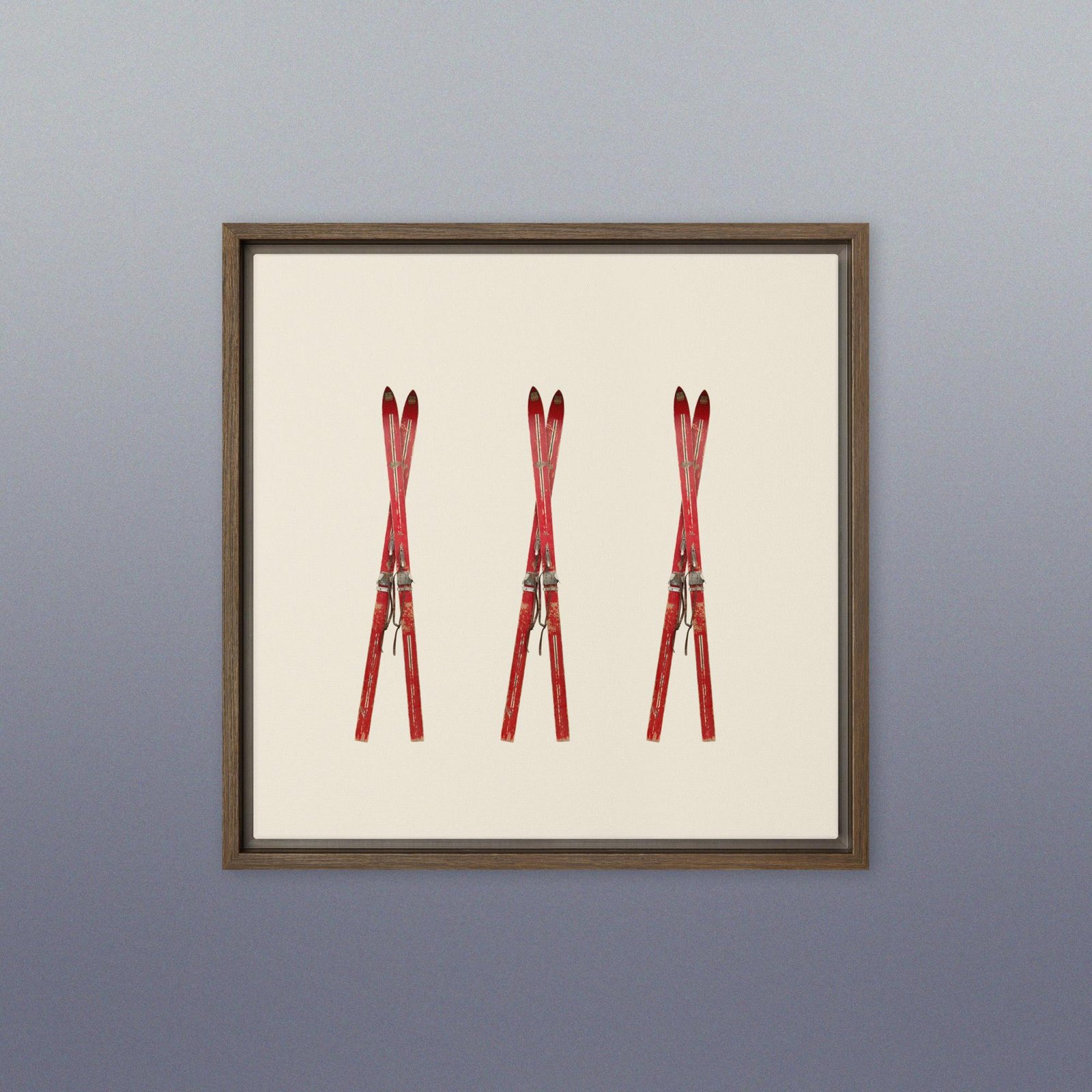 Vintage Red Skis Framed Photo Canvas - Image 3