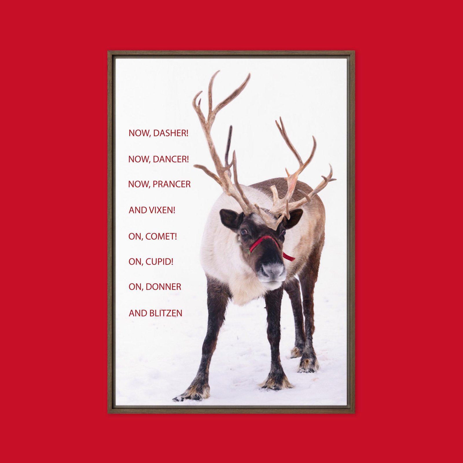 Framed Reindeer Canvas, Now Dasher Now Dancer, Christmas Wall Art - Image 7