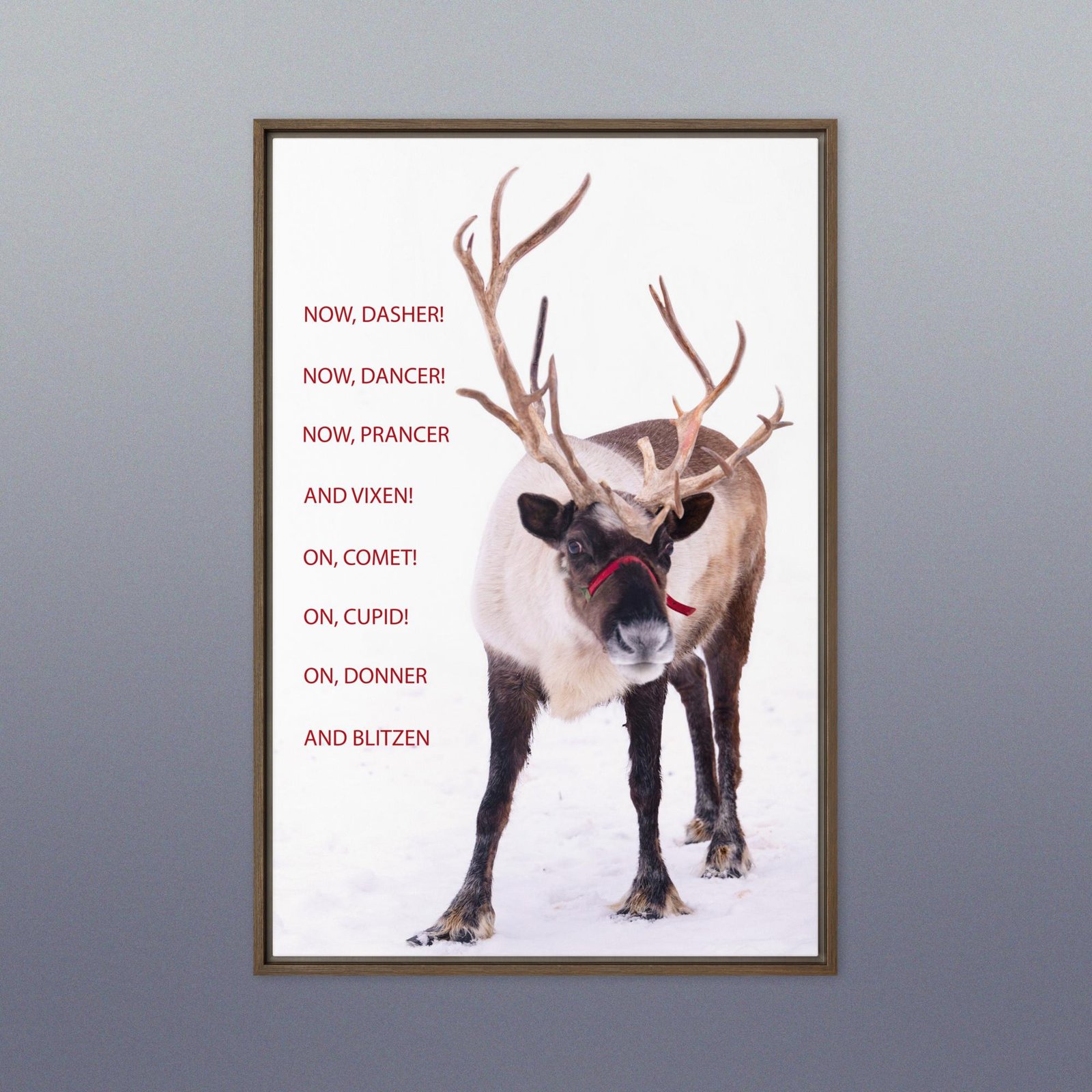 Framed Reindeer Canvas, Now Dasher Now Dancer, Christmas Wall Art - Image 2