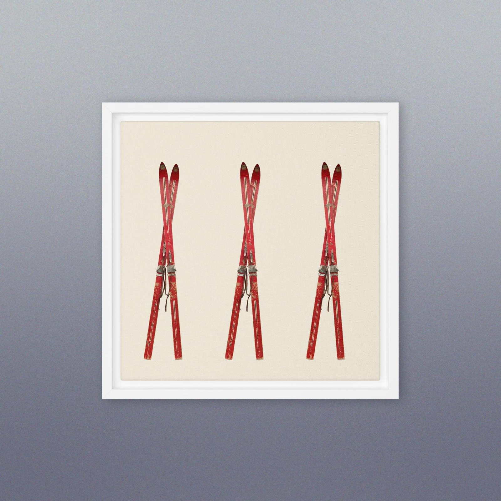 Vintage Red Skis Framed Photo Canvas - Image 2