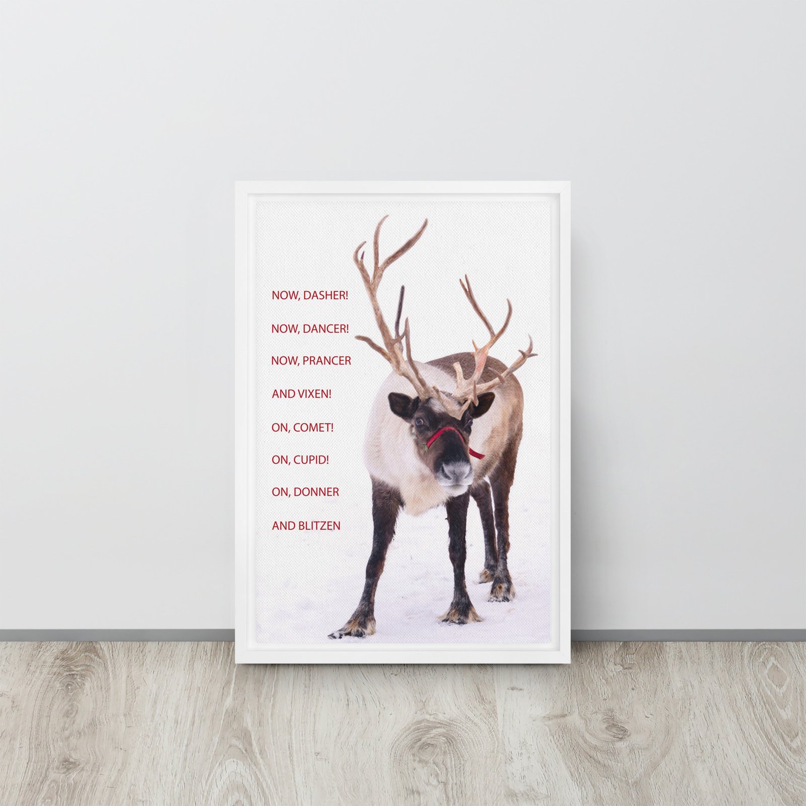 Framed Reindeer Canvas, Now Dasher Now Dancer, Christmas Wall Art - Image 8