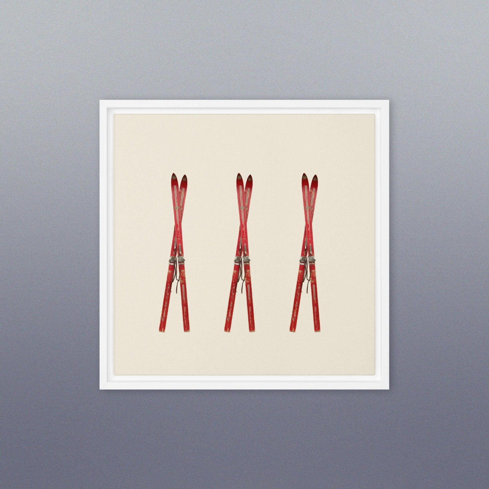 Vintage Red Skis Framed Photo Canvas - Image 4