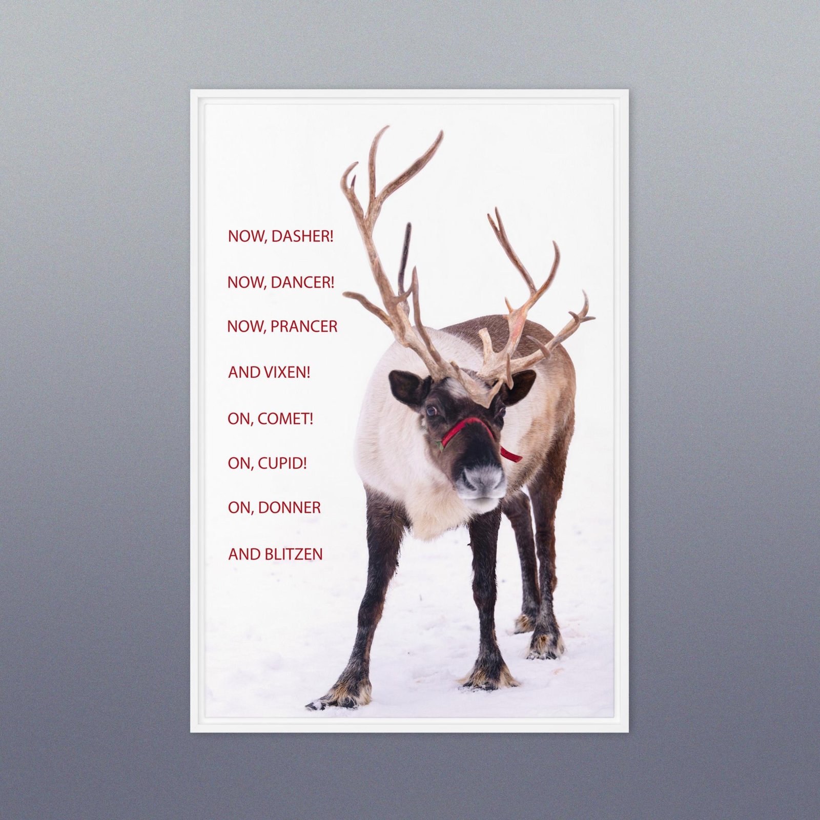 Framed Reindeer Canvas, Now Dasher Now Dancer, Christmas Wall Art - Image 3
