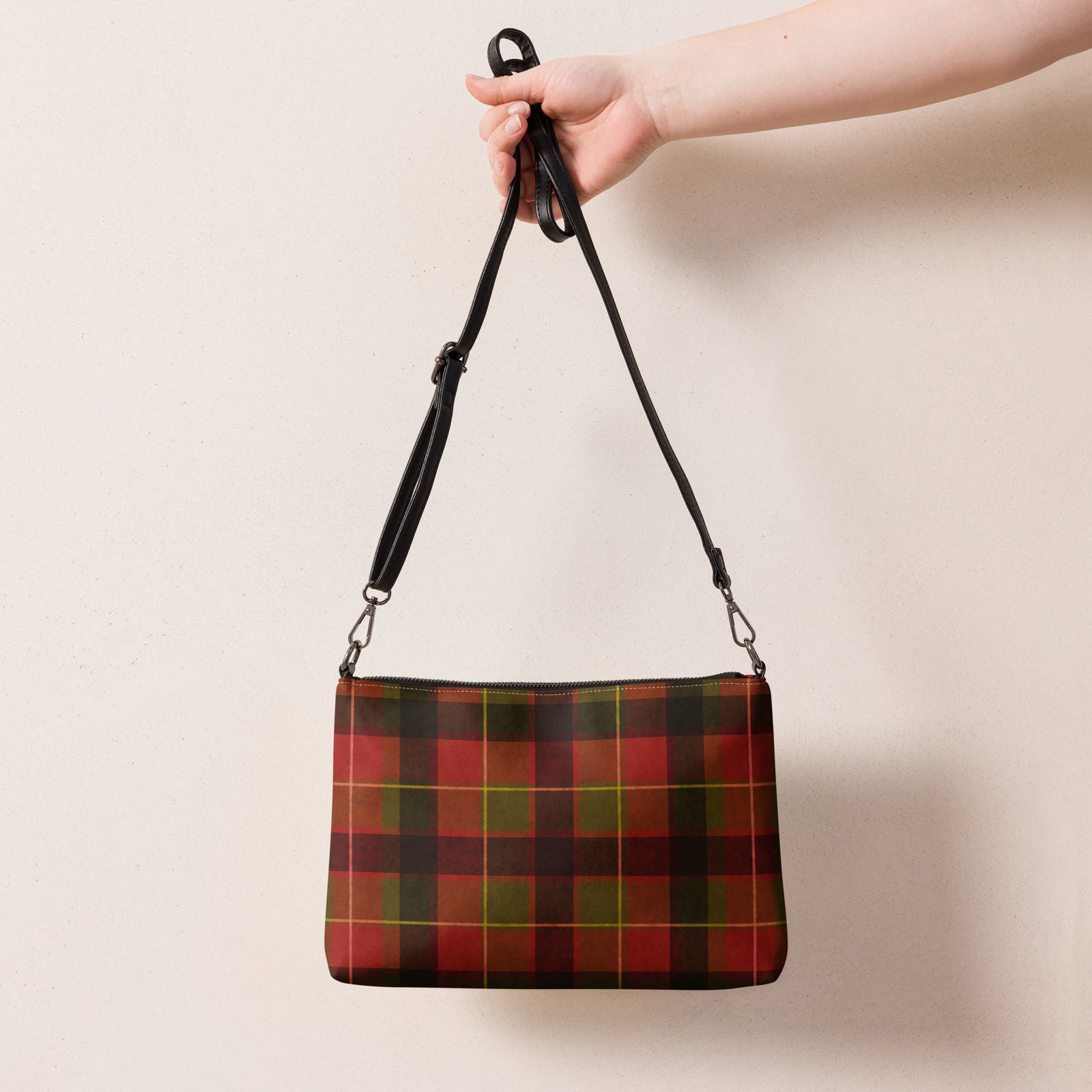 Christmas Plaid Premium Faux Leather Crossbody Bag - Image 6