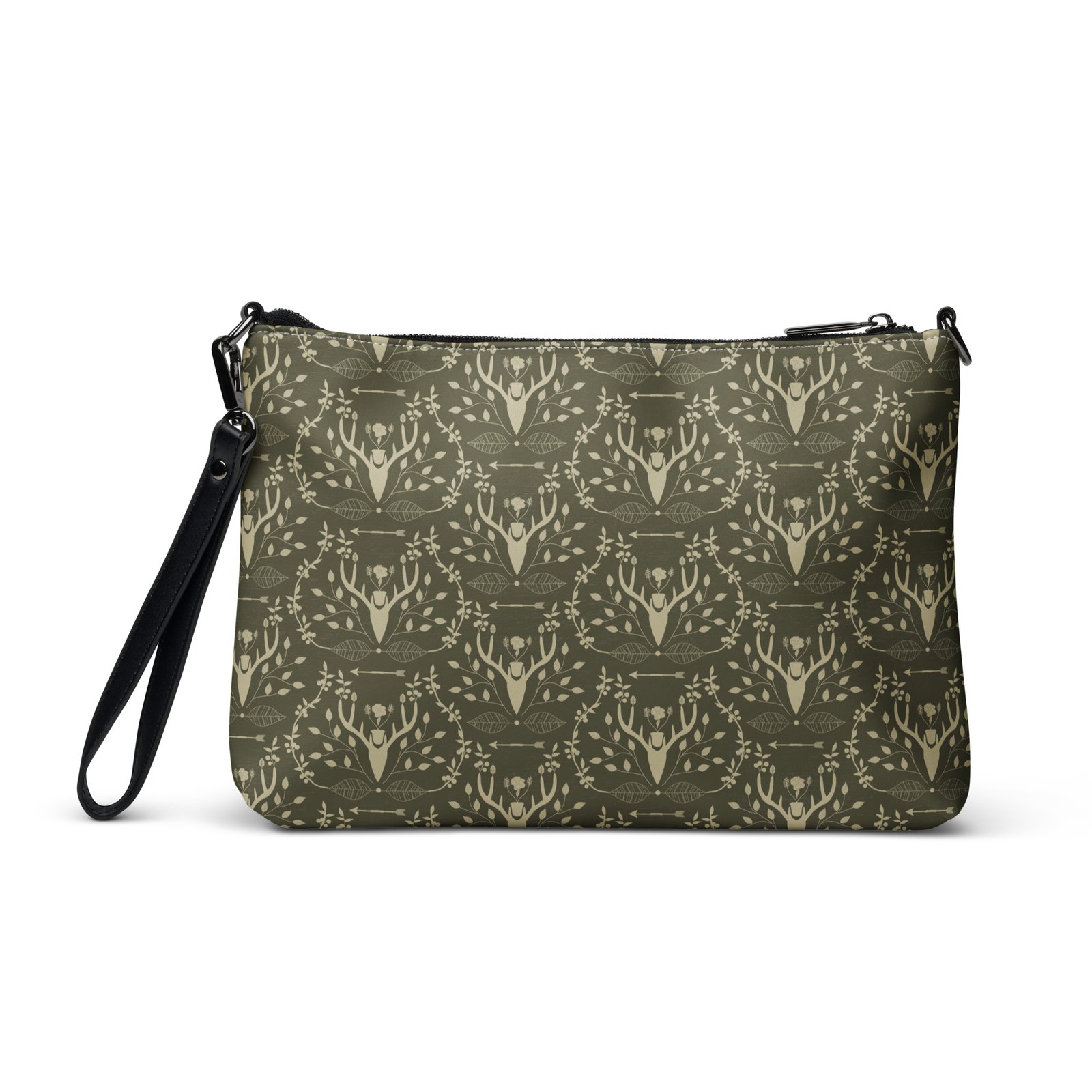 Dark Sage Green Cabincore Crossbody Bag