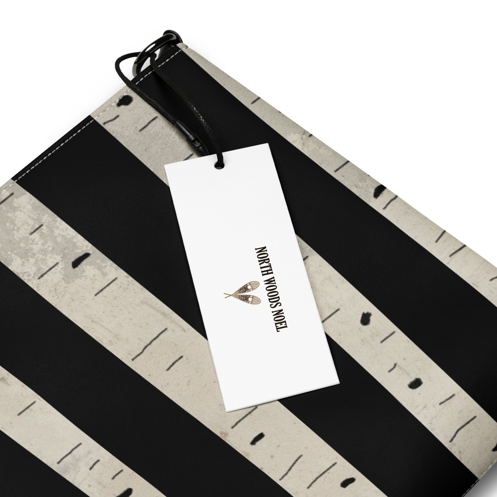 Whimsical Birch Trees on Black Premium Faux Leather Crossbody Bag - Image 9