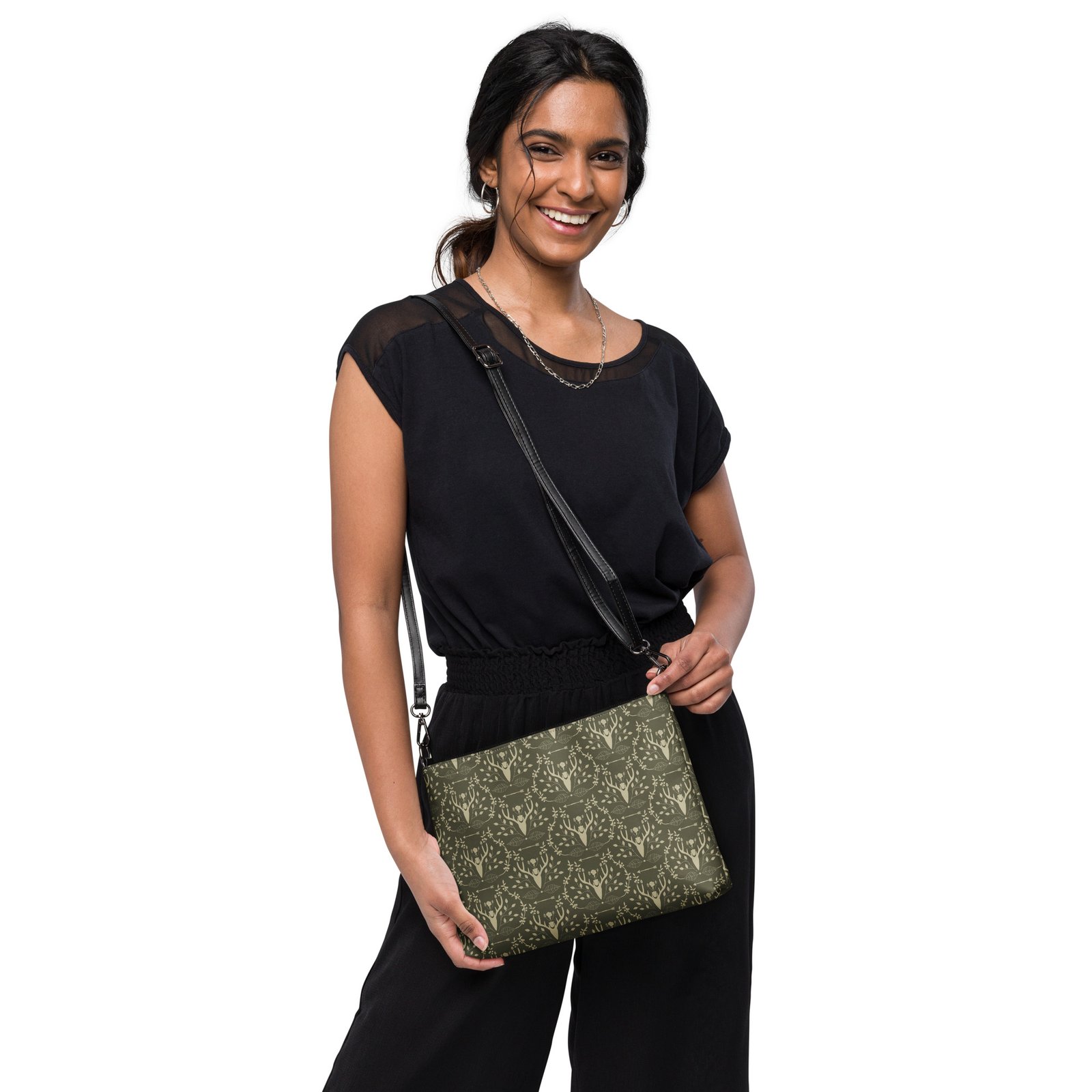 Dark Sage Green Cabincore Crossbody Bag - Image 6